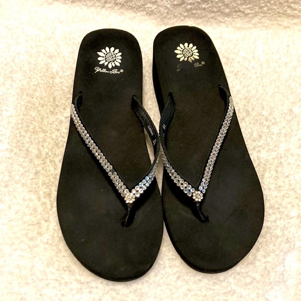 Yellow Box Rhinestone Flip Flops